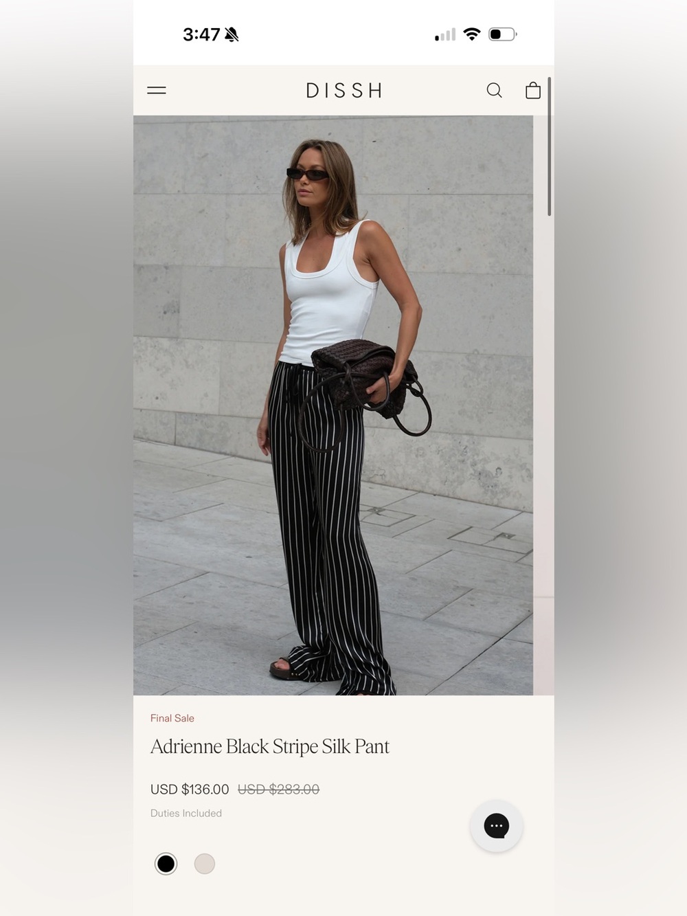 DISSH Black Wide-Leg Pinstripe Chinos